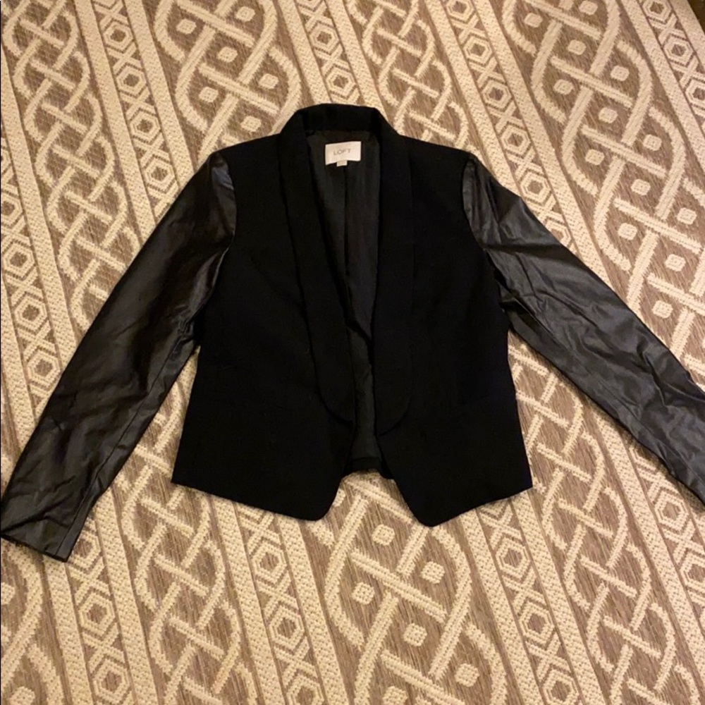 Loft Black Leather Blazer